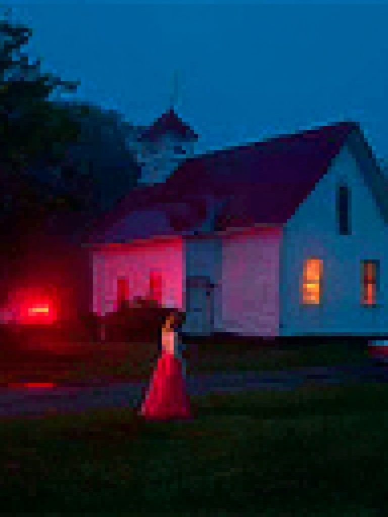 Moonlit House at Dusk Poster. poster detail