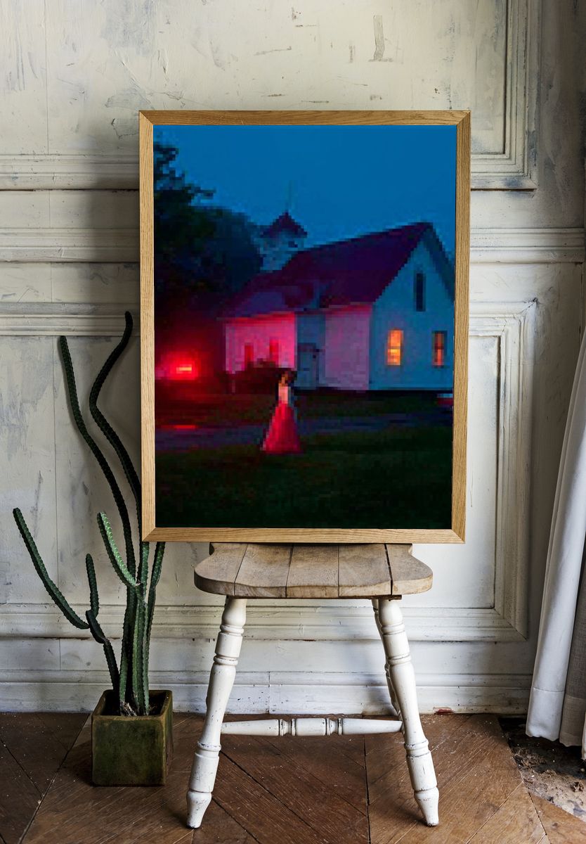 Moonlit House at Dusk Poster room preview