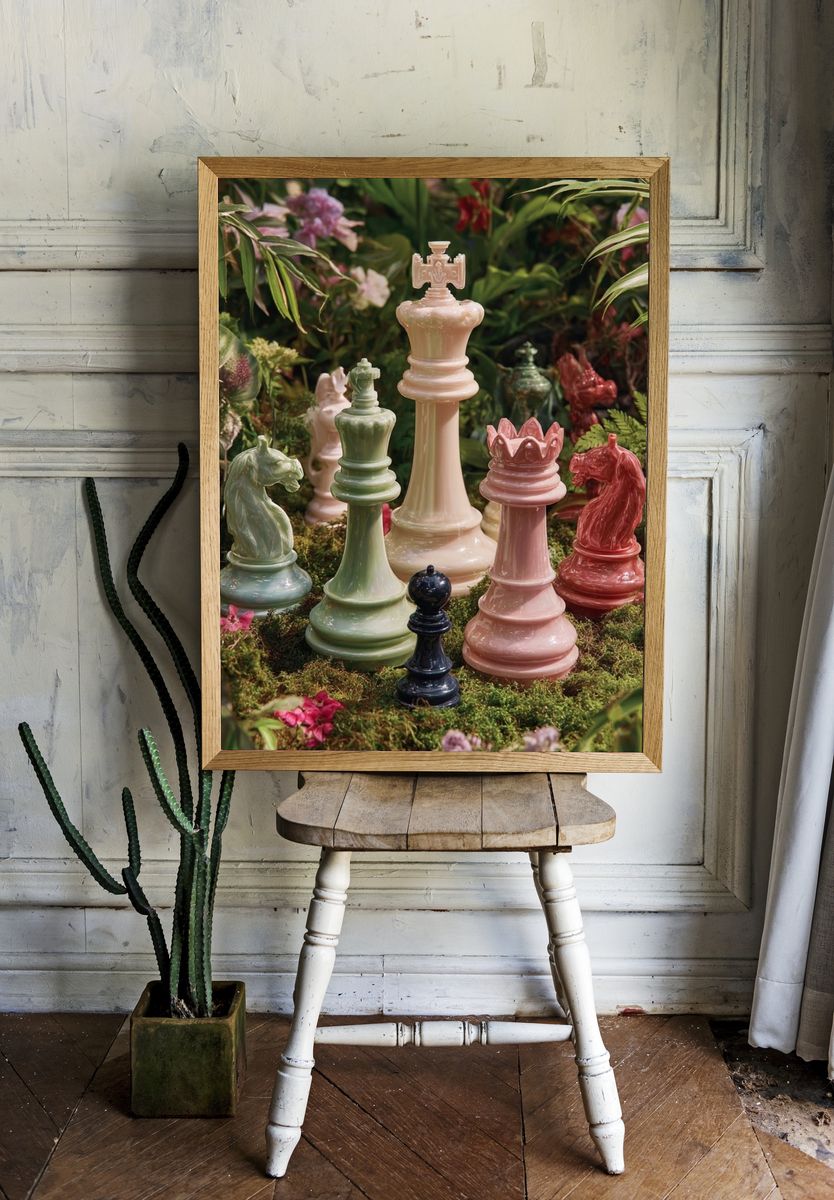 Chess Pieces in Bloom — Fine Art Print room preview