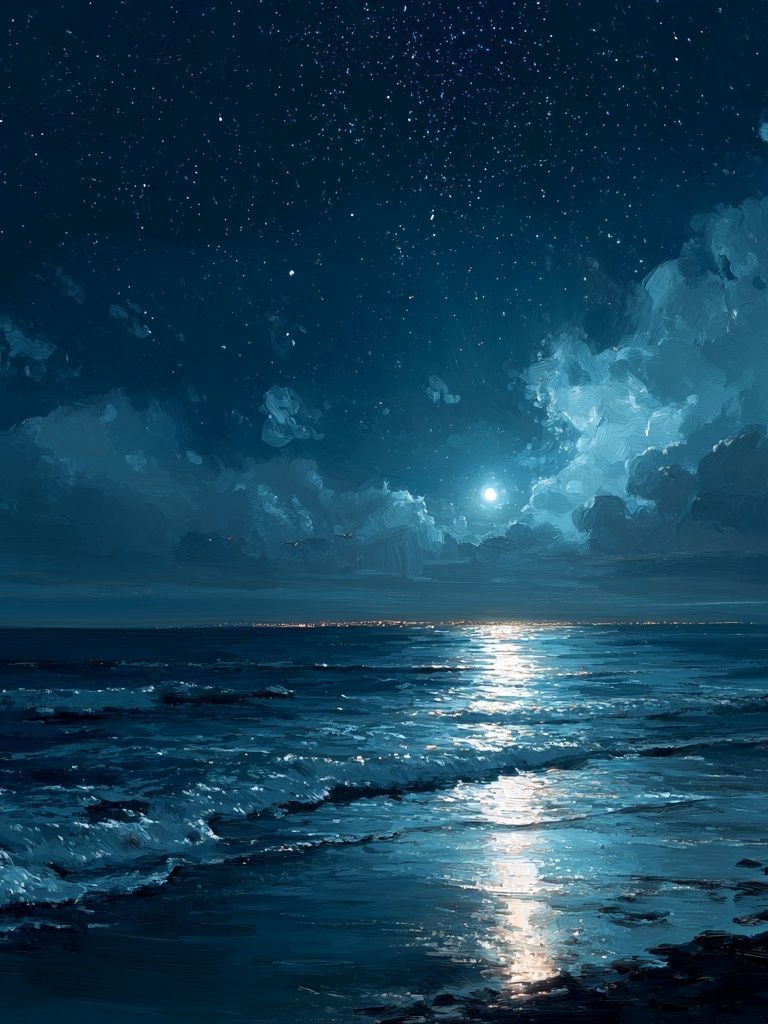 Moonlit Ocean Night — Fine Art Print. poster detail