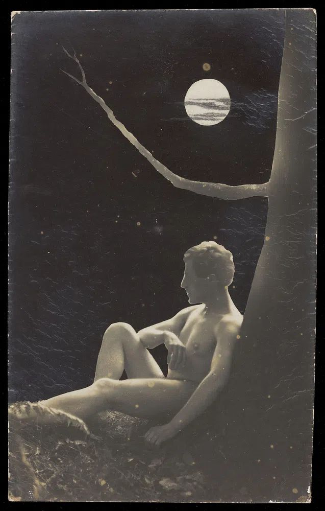 Nude Figure Under Moonlight — Fine Art Print. poster — fine-art art