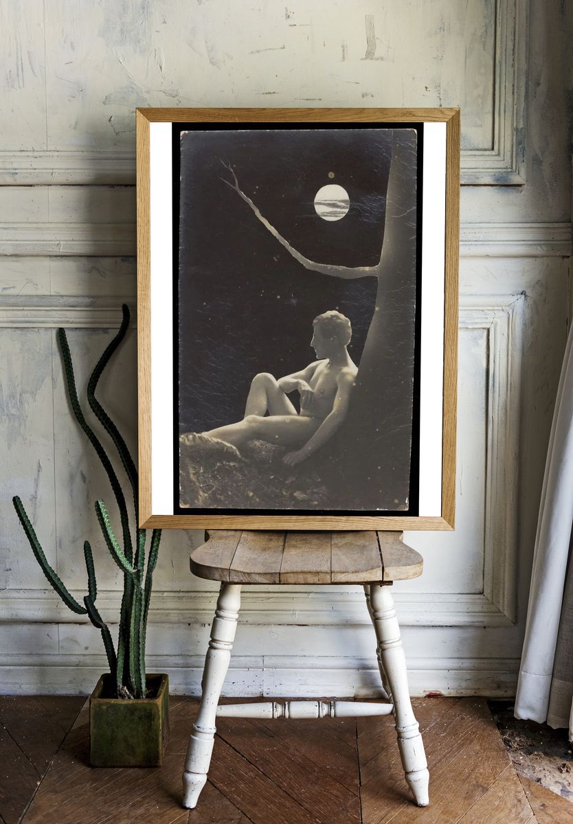 Nude Figure Under Moonlight — Fine Art Print room preview