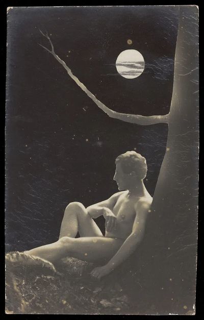 Nude Figure Under Moonlight — Fine Art Print. poster