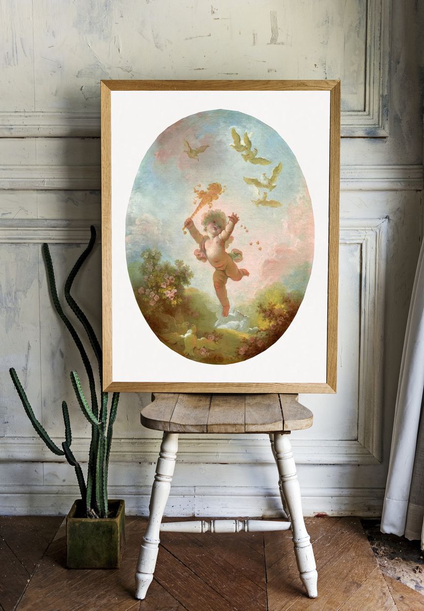 Cherub with Flowers — Fine Art Print room preview