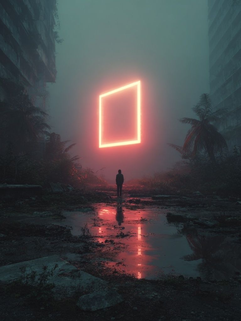 Neon Square in Fog — Fine Art Print. poster detail