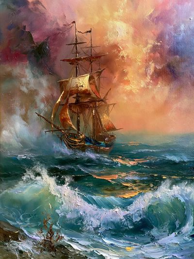 Stormy Sailing Ship Fine-Art Print. poster