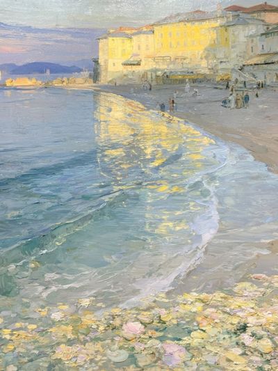Sunlit Seaside Harbor Print. poster