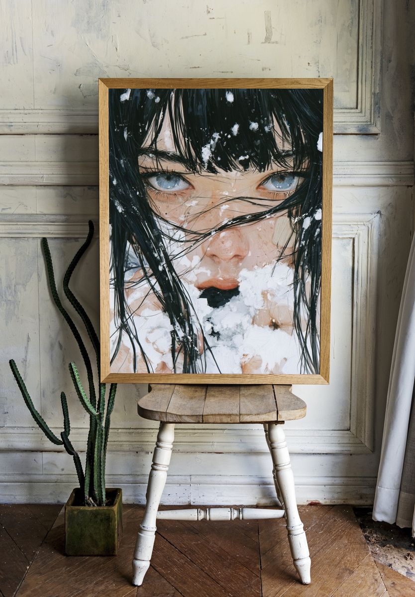 Snowy Portrait Fine-Art Poster. room preview