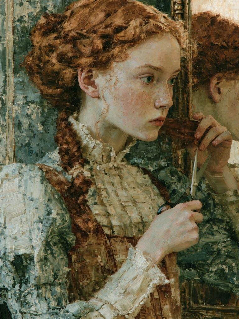 Red-Haired Girl Portrait Print. poster — fine-art art