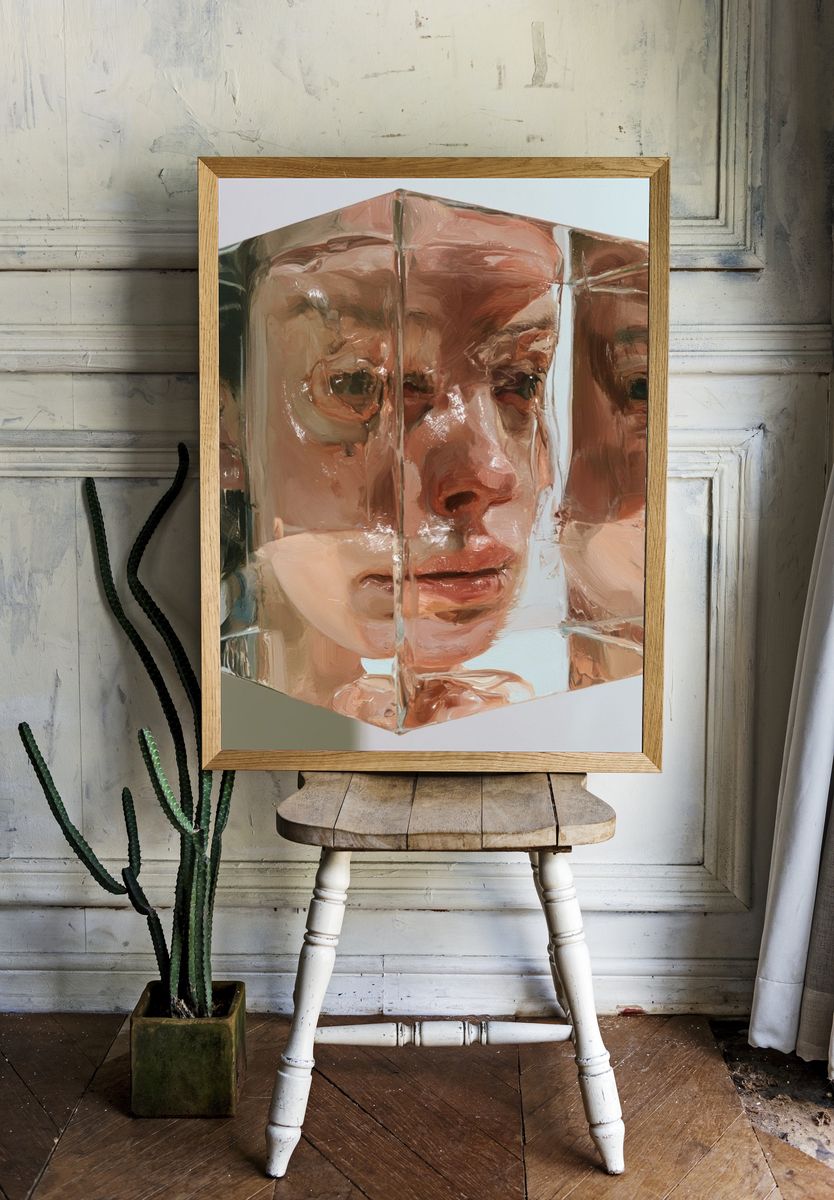 Fragmented Face Surrealism Print. room preview