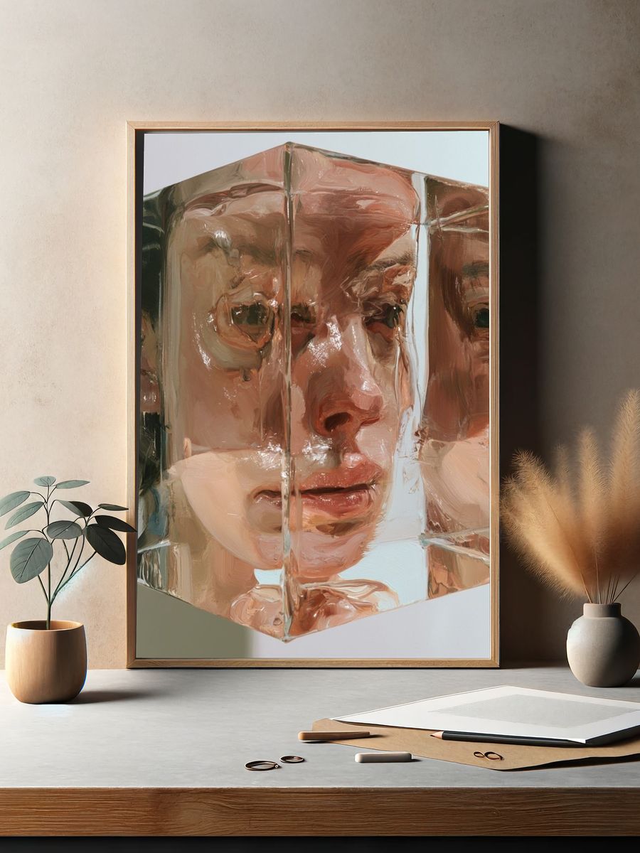 Fragmented Face Surrealism Print. — room view 2