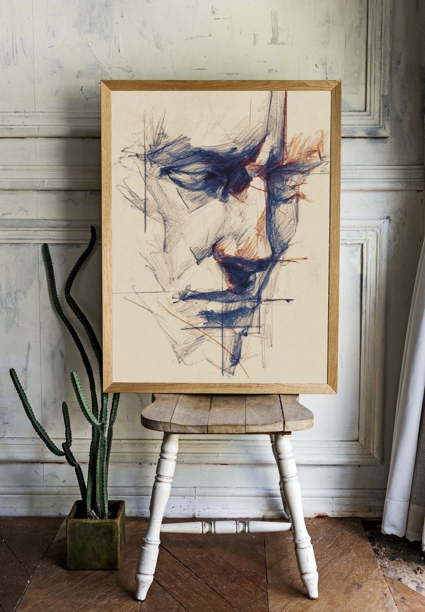Abstract Face Sketch Poster room preview