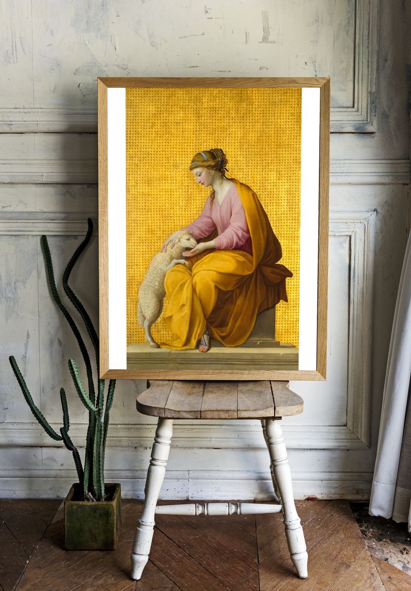 Woman with Sheep — Fine Art Print room preview