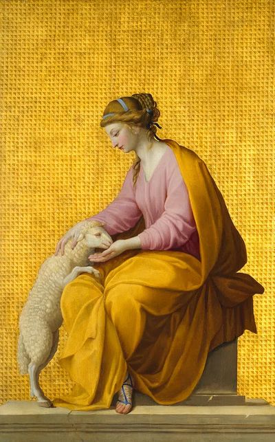 Woman with Sheep — Fine Art Print. poster print