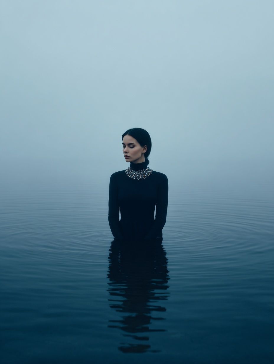 Mysterious Woman in Water — Fine Art Print. poster — fine-art art