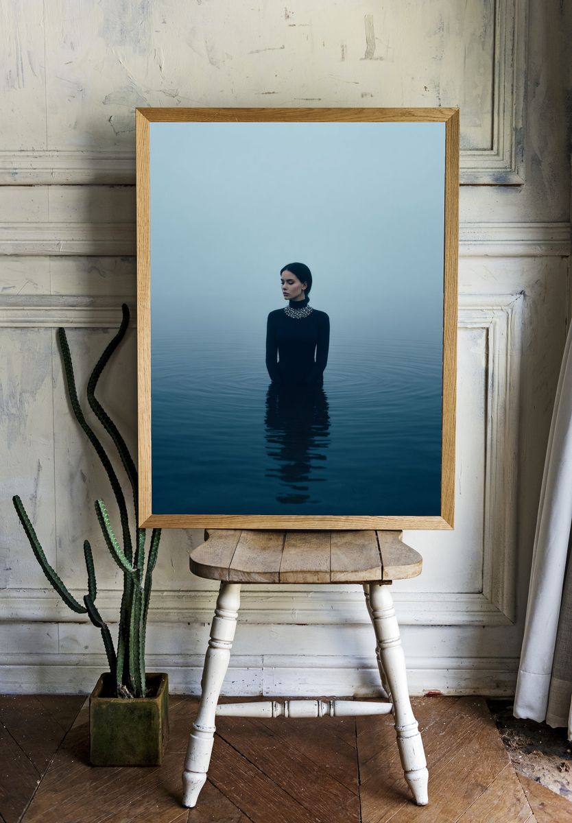 Mysterious Woman in Water — Fine Art Print room preview