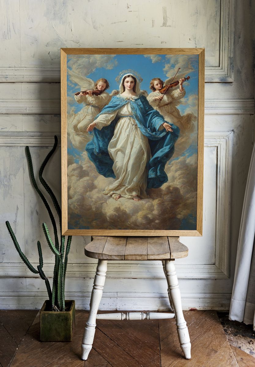 Virgin Mary Baroque Painting Poster. — room view 1