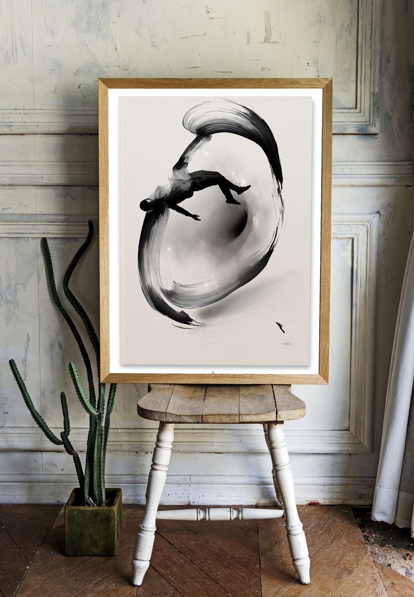 Floating Figure Ink Poster. — room view 1
