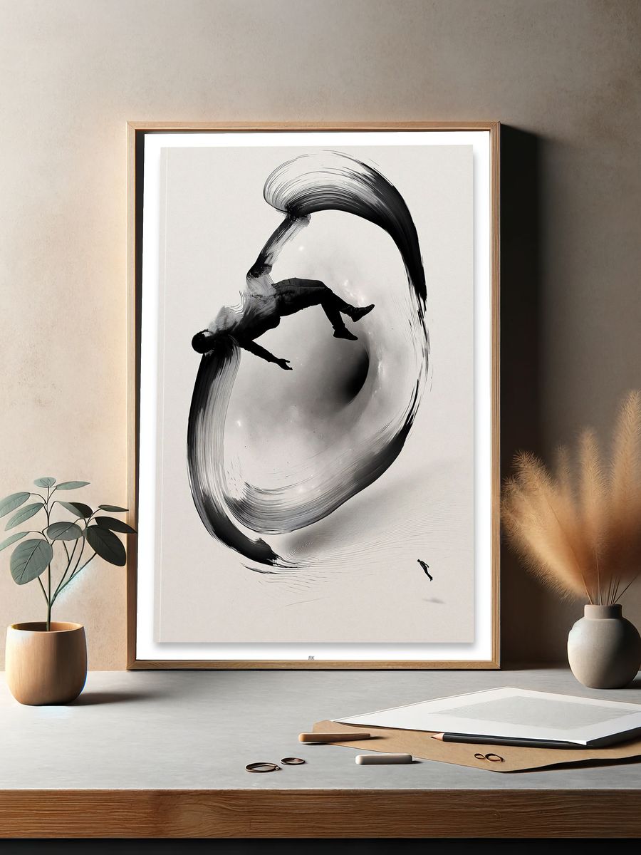 Floating Figure Ink Poster. — room view 2