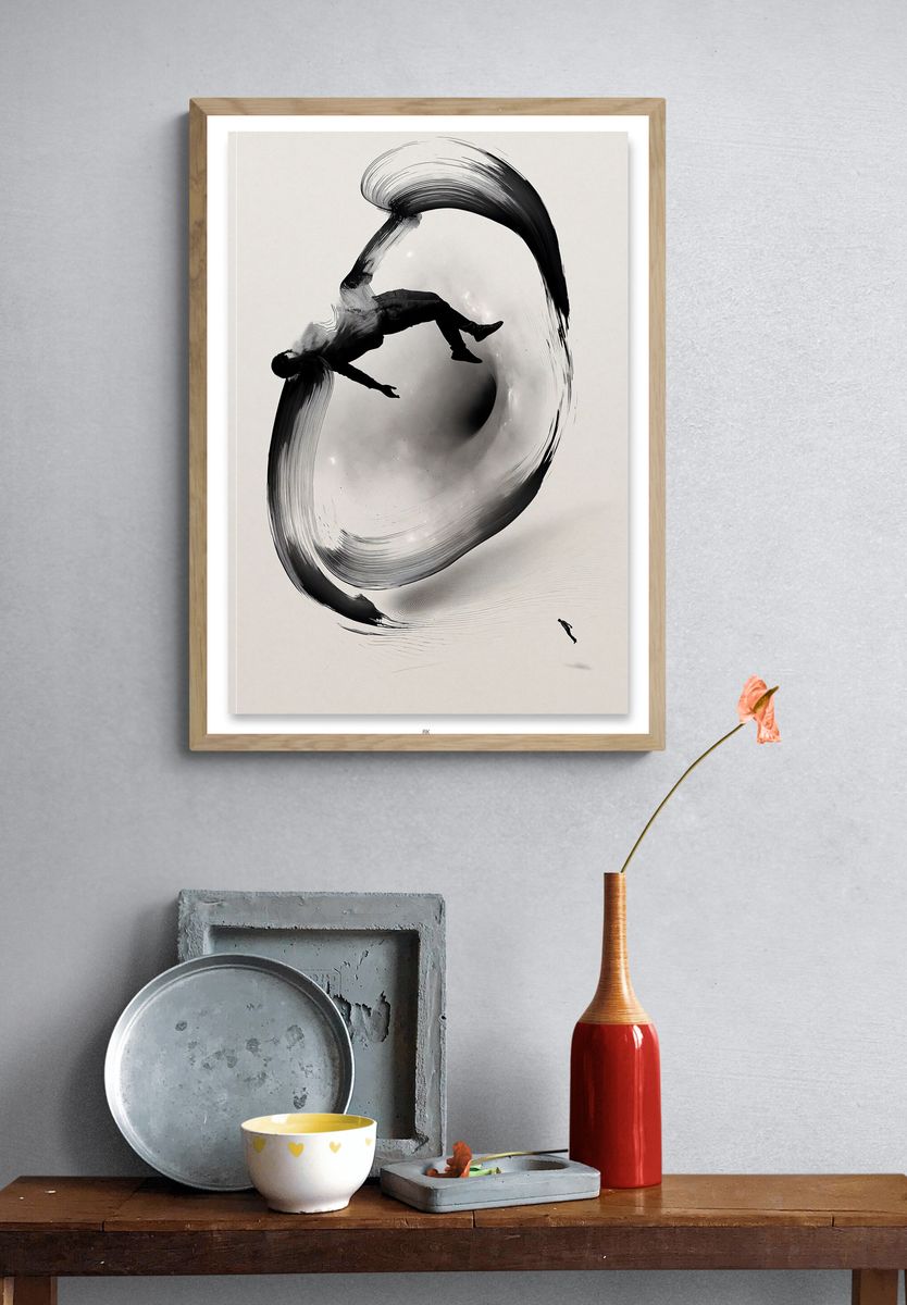 Floating Figure Ink Poster. — room view 3