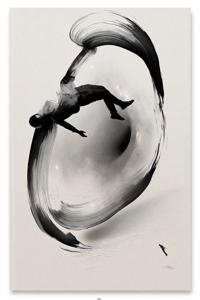 Floating Figure Ink Poster. poster