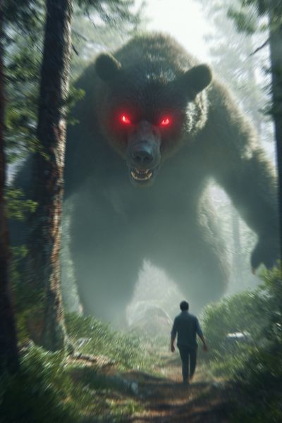 Giant Bear Encounter — Fantasy Print. poster