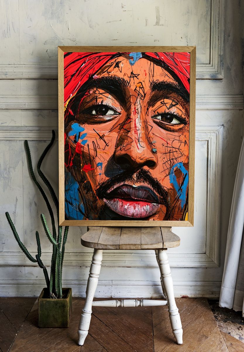 Abstract Portrait Expressionism Poster. — room view 1