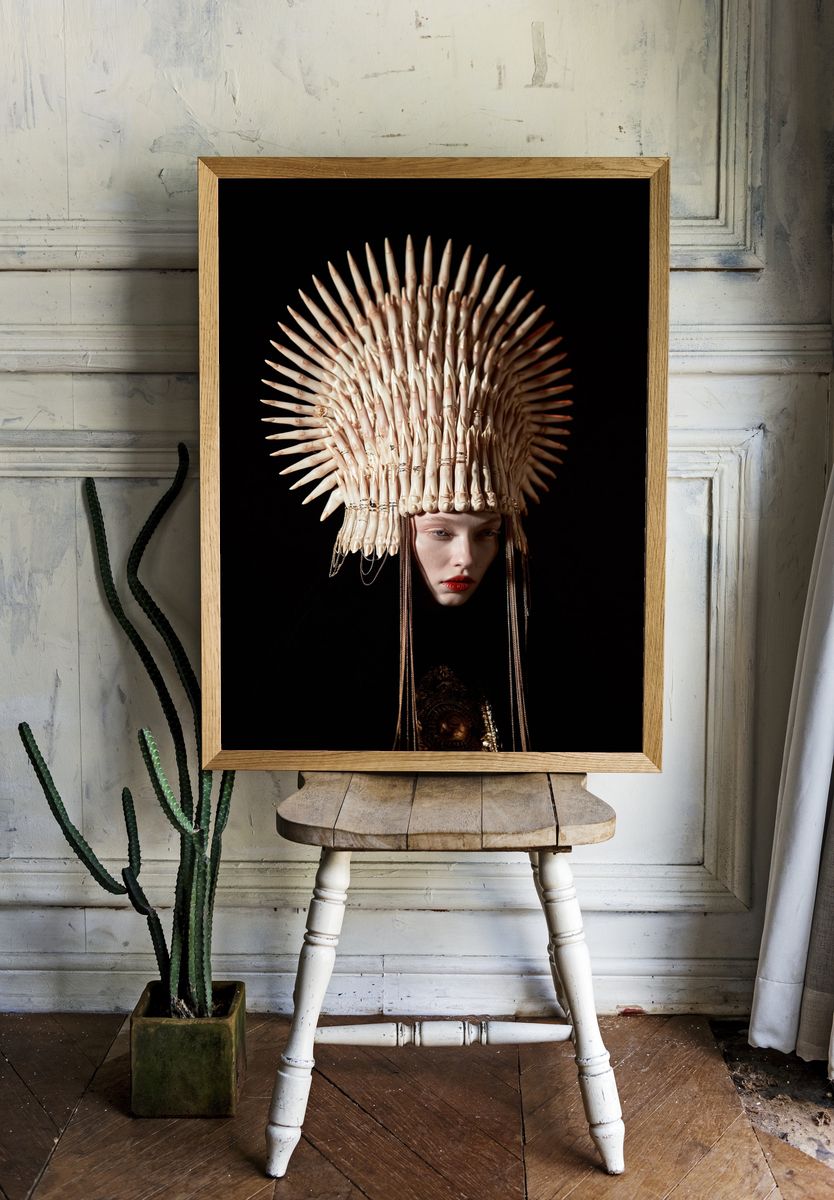 Surreal Crown Portrait Print. room preview
