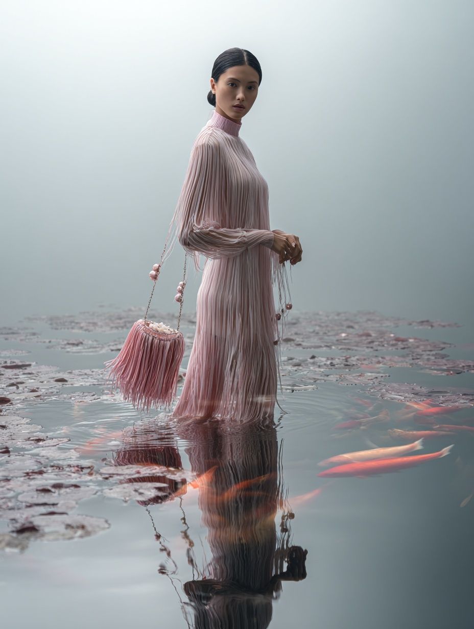 Elegant Woman in Pink Dress — Fashion Photography Print. poster — photography art