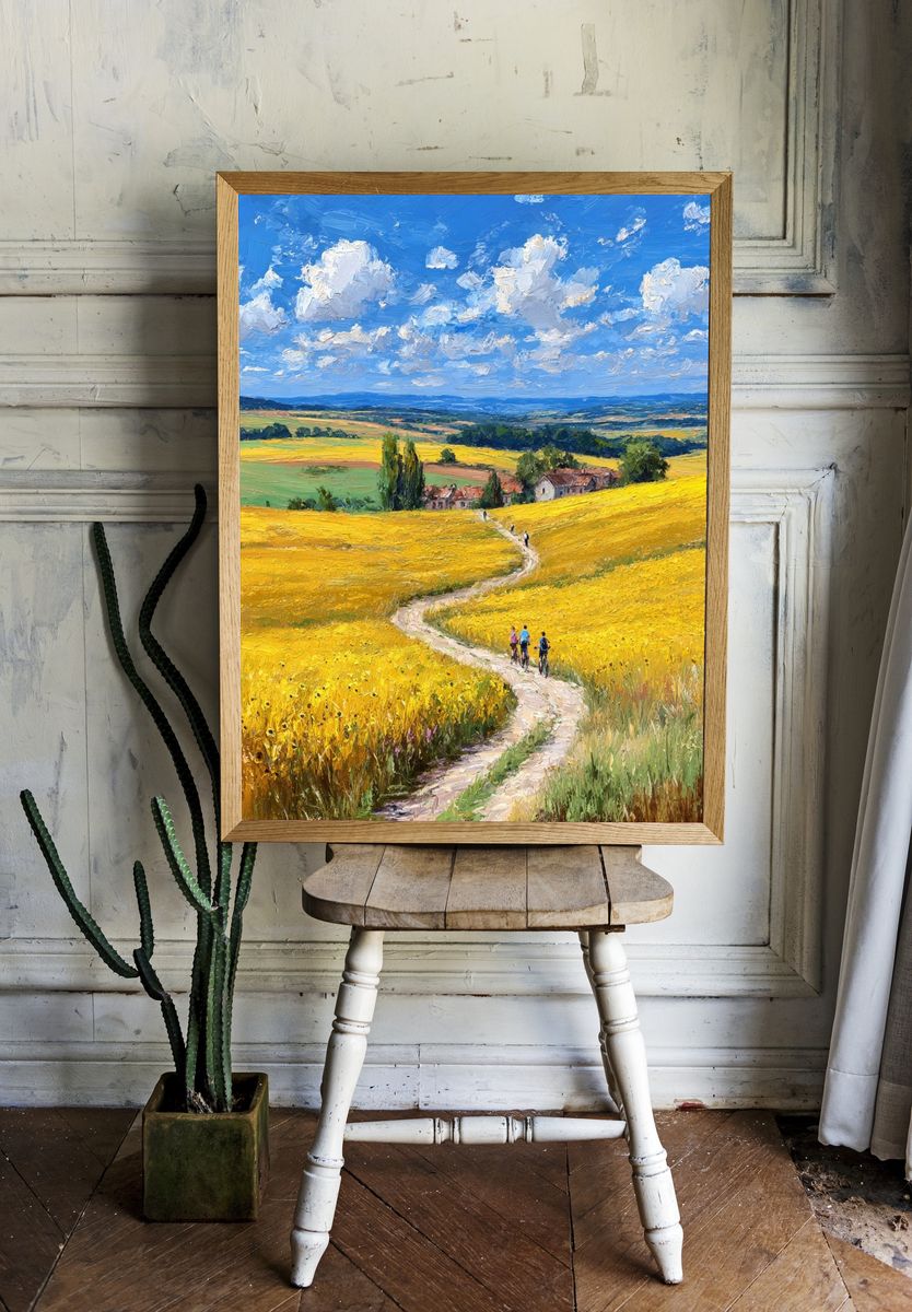Sunny Meadow Path — Fine Art Print. room preview