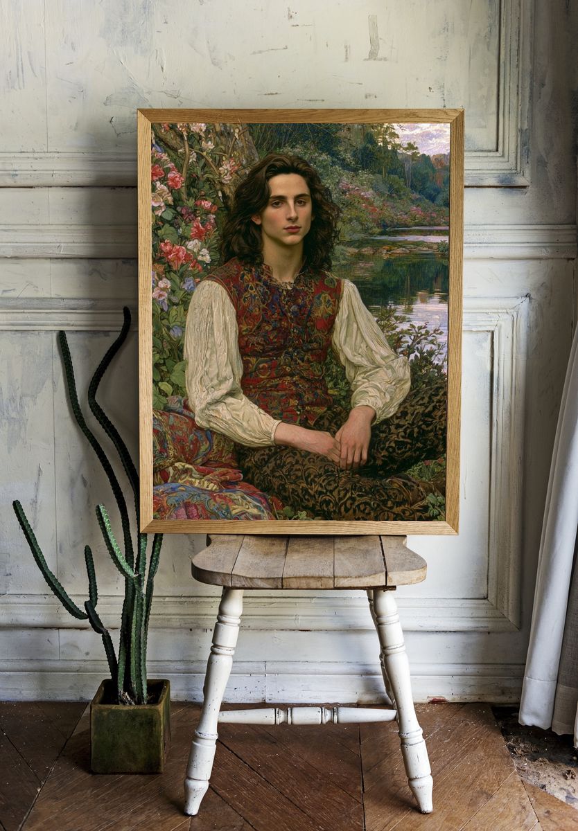 Pre-Raphaelite Garden Portrait Print. room preview
