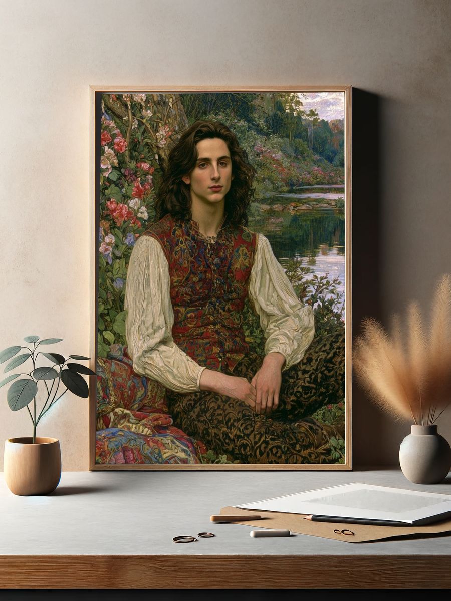 Pre-Raphaelite Garden Portrait Print. — room view 2
