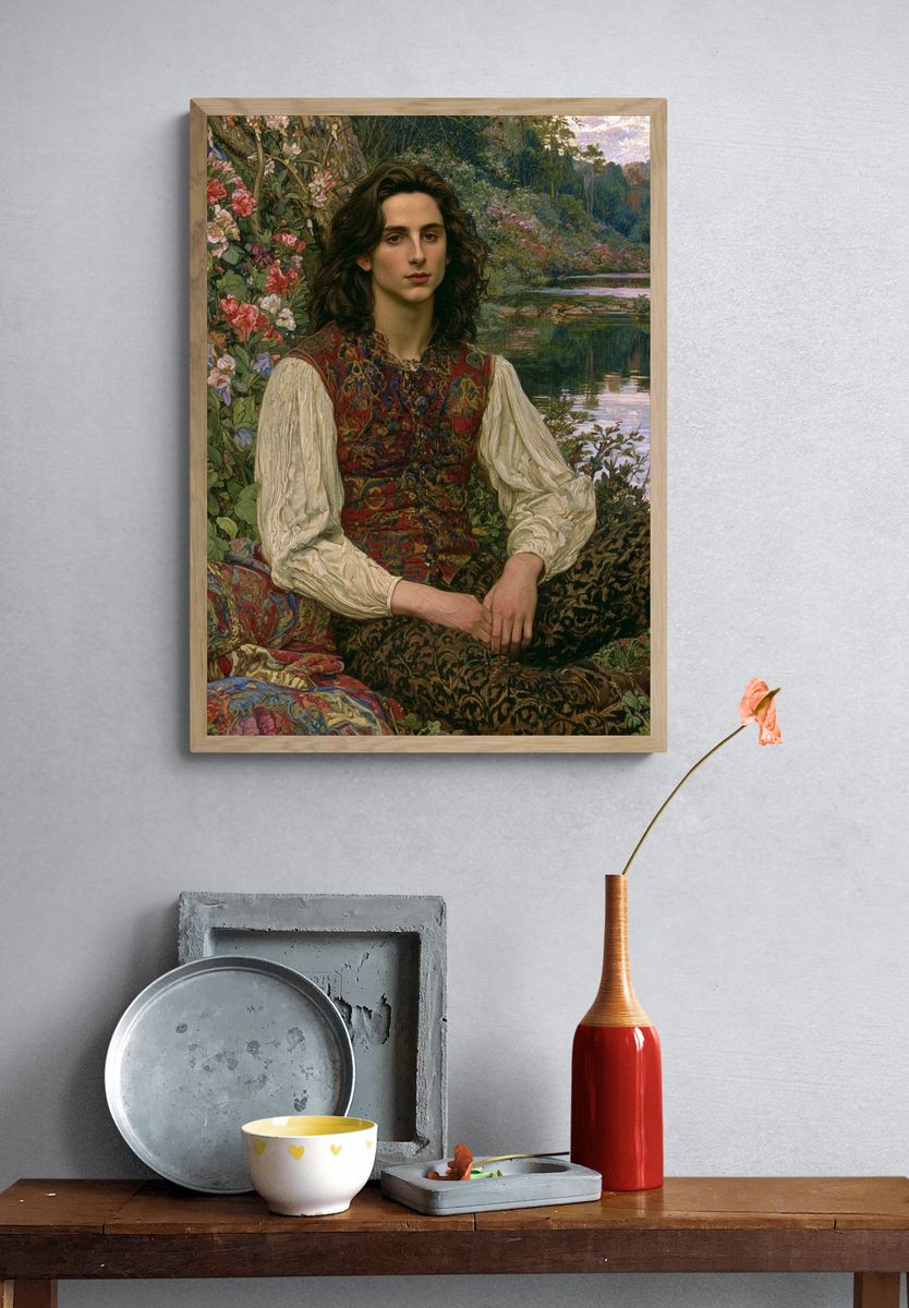 Pre-Raphaelite Garden Portrait Print. — room view 3