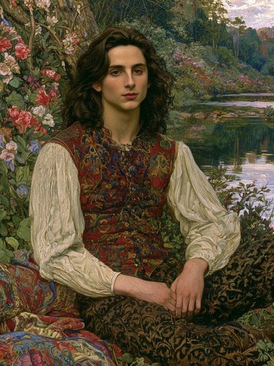 Pre-Raphaelite Garden Portrait Print.
