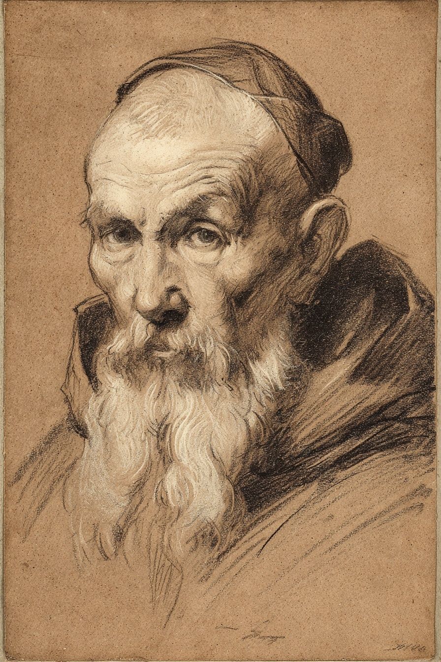 Elderly Monk Portrait — Fine Art Print. poster — fine-art art