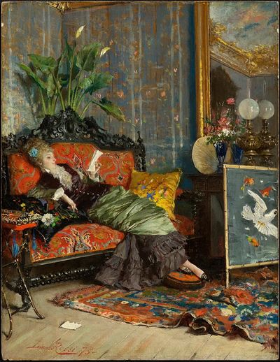 Elegant Woman Reading — Fine Art Print. poster print