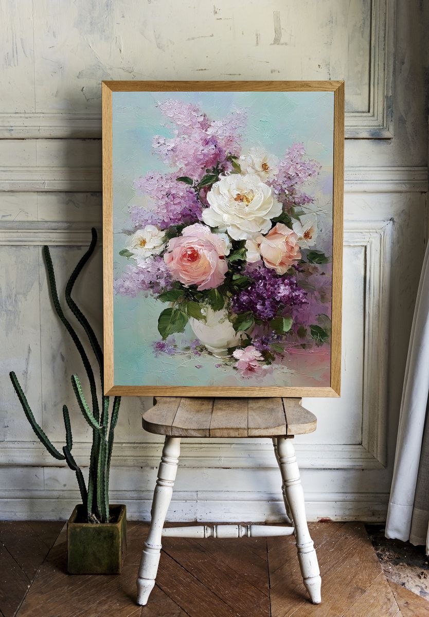 Pastel Floral Bouquet Fine-Art Poster. room preview