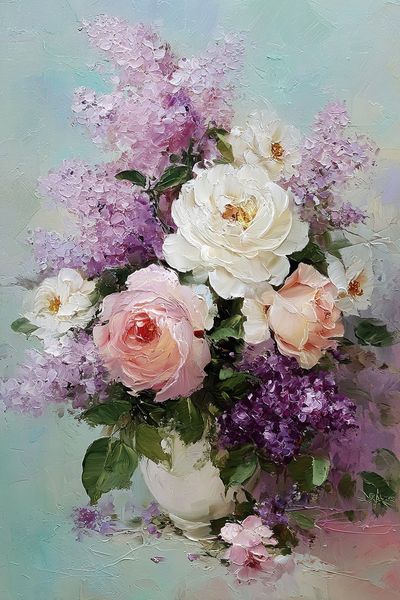 Pastel Floral Bouquet Fine-Art Poster.