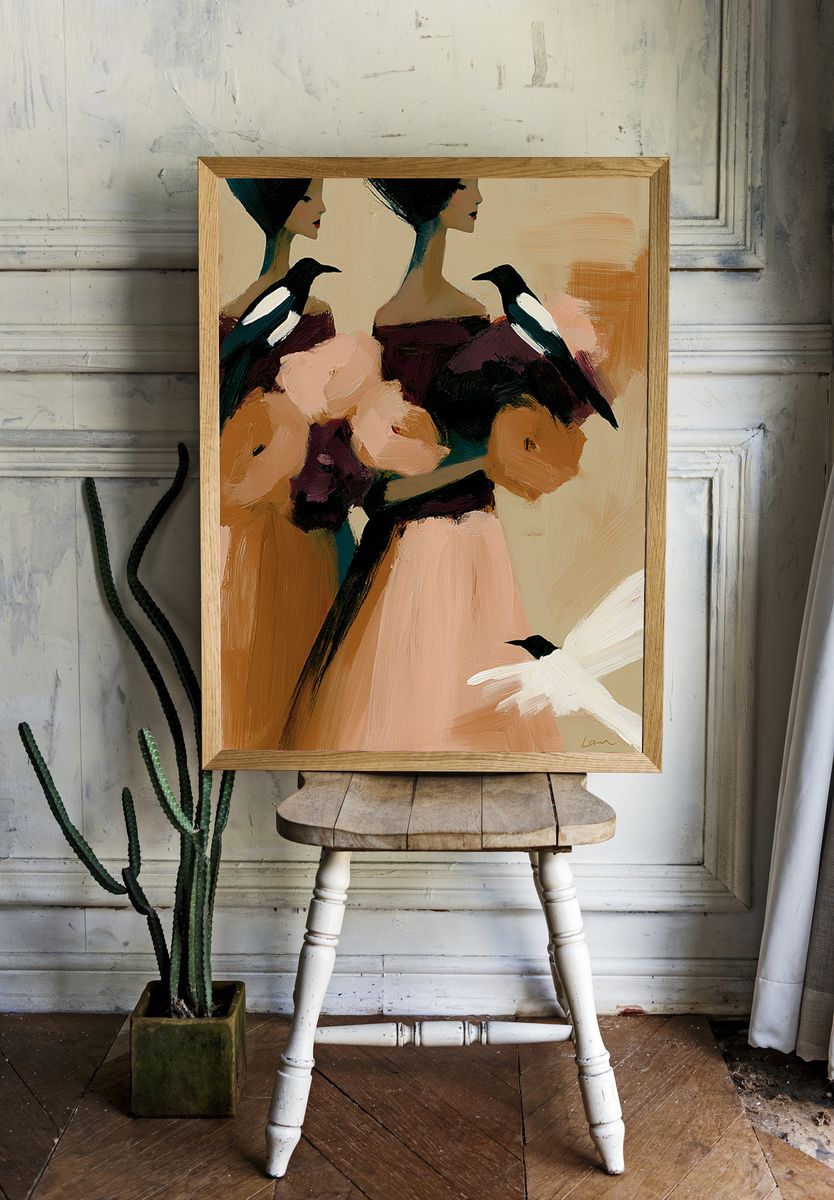 Elegant Bird Portrait Fine-Art Poster. — room view 1