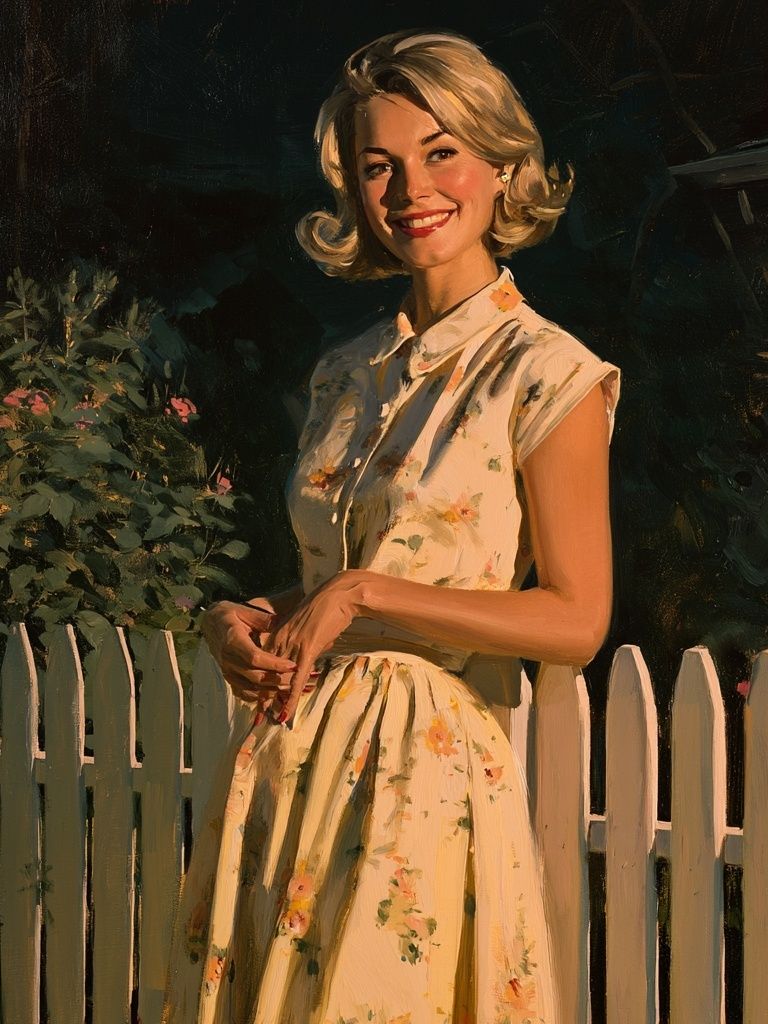Smiling Woman in Garden Fine-Art Poster. poster — fine-art art