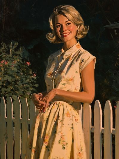 Smiling Woman in Garden Fine-Art Poster. poster