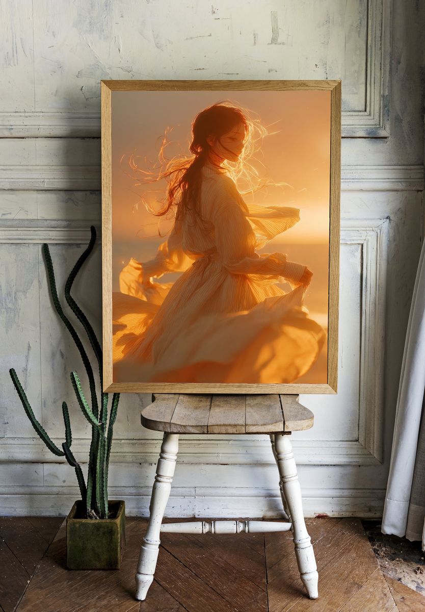 Woman in Flowing Dress — Fine Art Print room preview