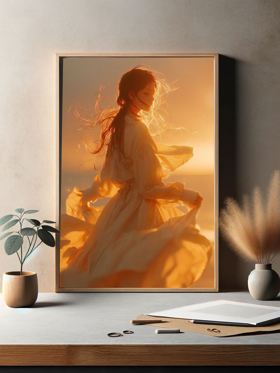 Woman in Flowing Dress — Fine Art Print. — room view 2