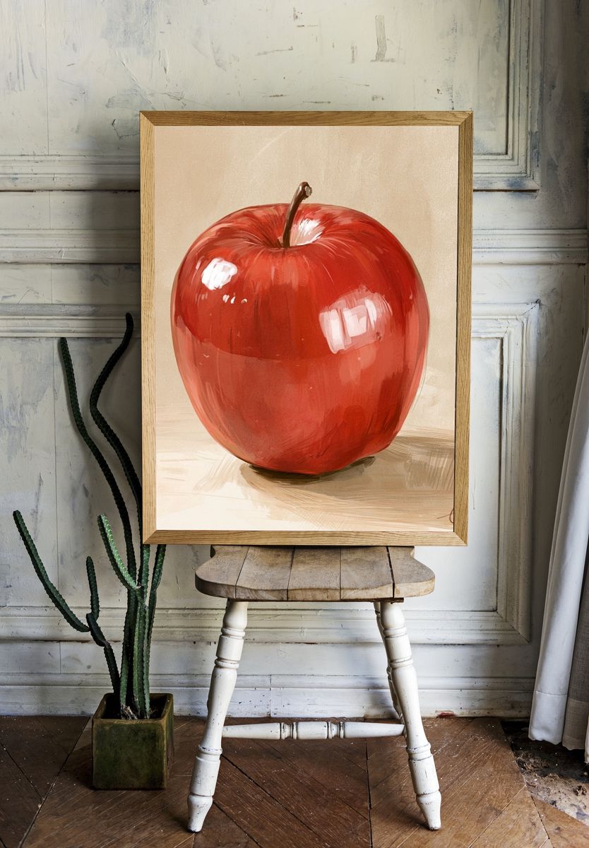 Red Apple Still Life Print. — room view 1