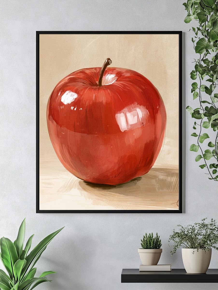 Red Apple Still Life Print. — room view 4