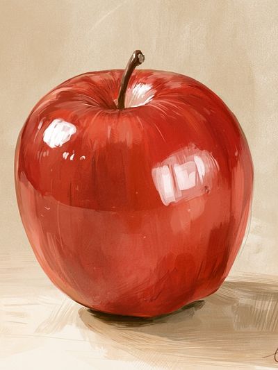 Red Apple Still Life Print. poster