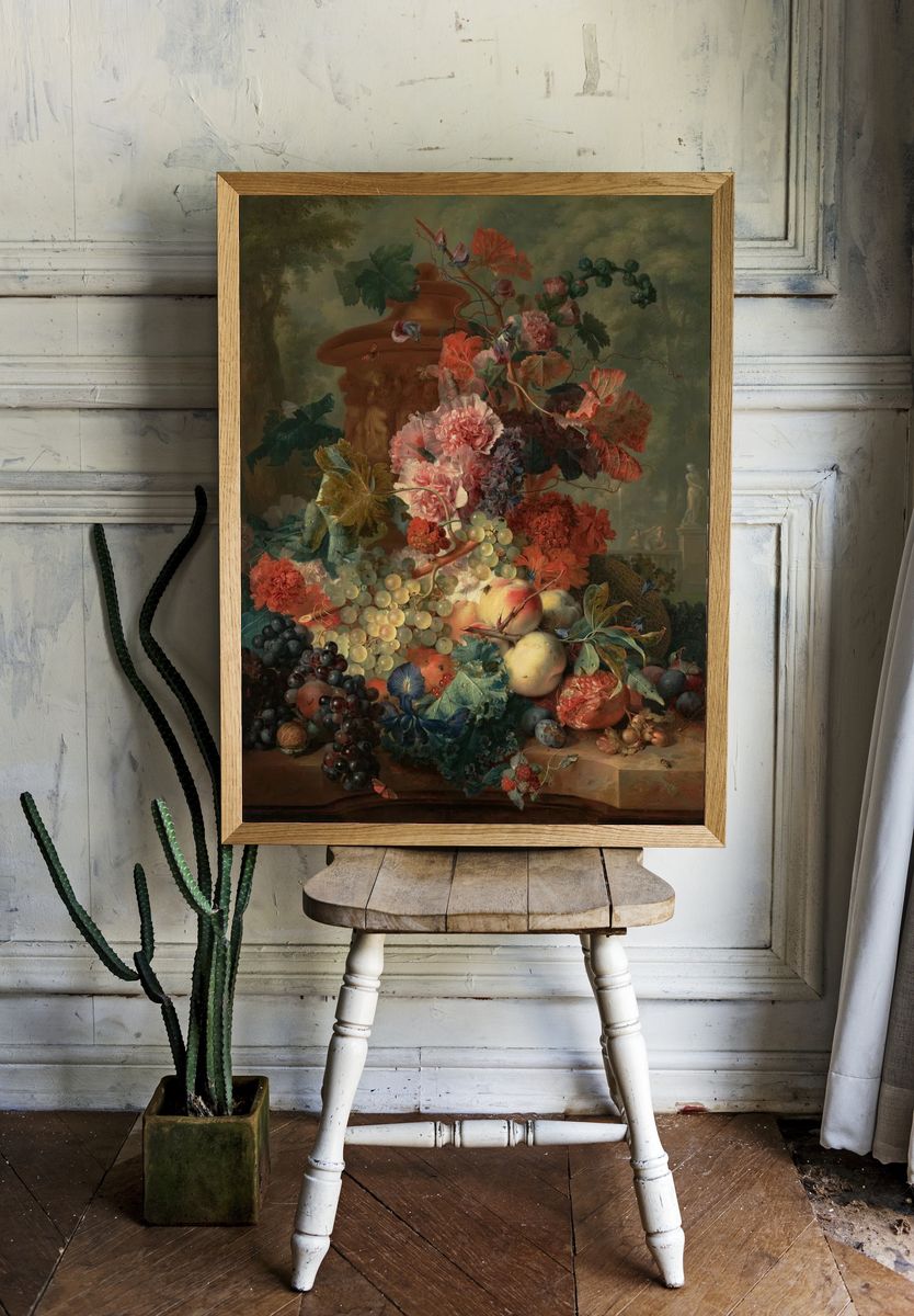 Fruit and Flowers Still Life — Fine Art Print. room preview