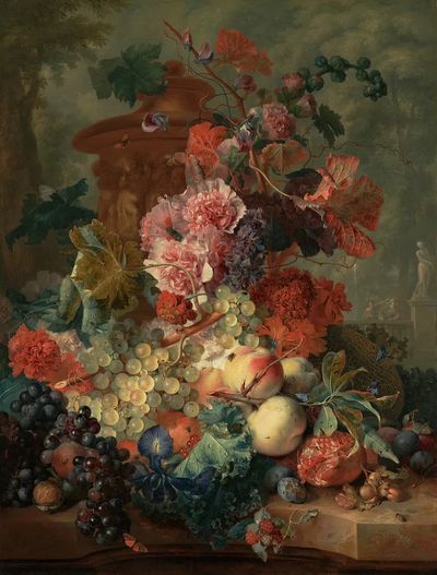 Fruit and Flowers Still Life — Fine Art Print. poster