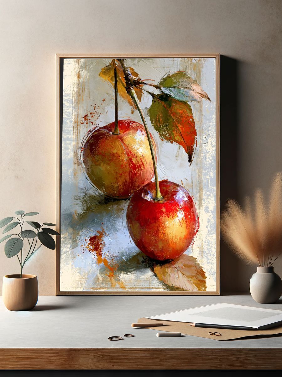 Cherry Still Life Fine-Art Poster. — room view 2