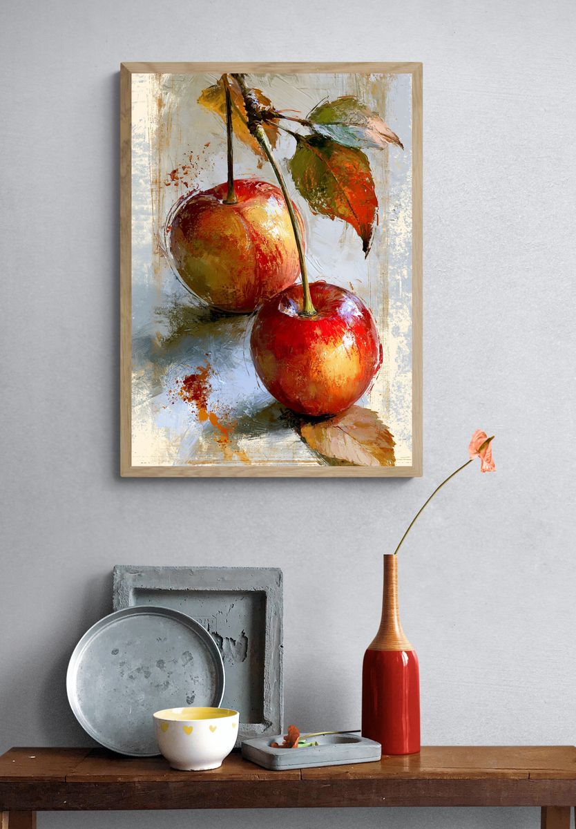 Cherry Still Life Fine-Art Poster. — room view 3